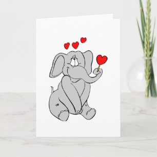 Cartão De Festividades Elephant Corações Corações Adoráveis Namorados
