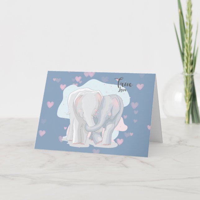 Cartão De Festividades Elephant Love Romantic Valentine Card (Frente)