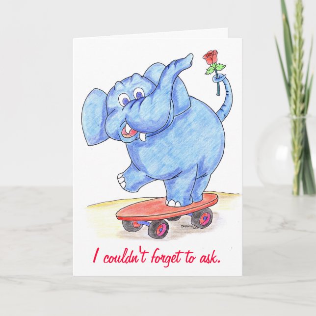 Cartão De Festividades Elephant Valentines Card Will you be my Valentine? (Frente)