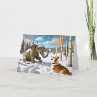 CARTÃO DE FESTIVIDADES ELEPHANT WINTER - COMBATE DE NEVE CORGI