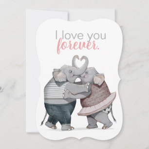 Cartão De Festividades Elephants in Love Flat Holiday Card
