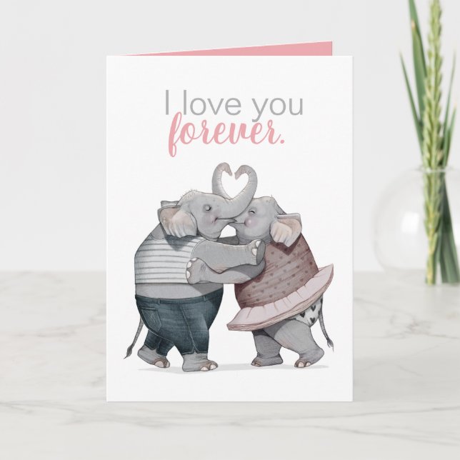 Cartão De Festividades Elephants in Love Greeting Card (Frente)
