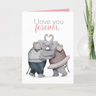 Cartão De Festividades Elephants in Love Greeting Card