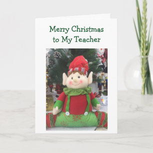 CARTÃO DE FESTIVIDADES ELF DIZ "NATAL FELIZ PARA MEU PROFESSOR"