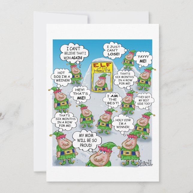 Cartão De Festividades Elf do Mês (Frente)
