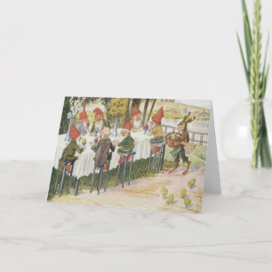 Cartão De Festividades Elf Gnomo Easter Bunny Pintinho Pintado Colorido O