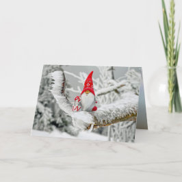 Cartão De Festividades Elf na Tempestade de Gelo com Presentes e Chapéu V