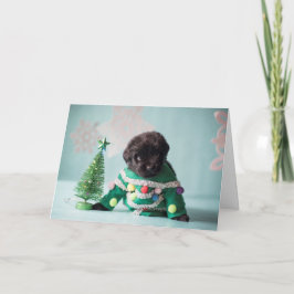 Cartão De Festividades Elf Puppy Greeting Card