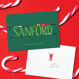 Cartão De Festividades Elf Shenanigans - Sinal de Caçador - Natal Verde