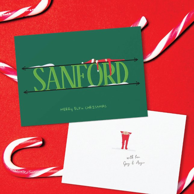 Cartão De Festividades Elf Shenanigans - Sinal de Caçador - Natal Verde (Criador carregado)