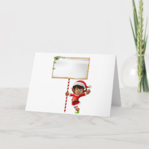 Cartão De Festividades Elfo de Natal segurando um cartaz