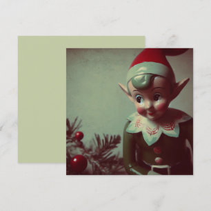 Cartão De Festividades Elfo de Natal Vintage Retro Xmas