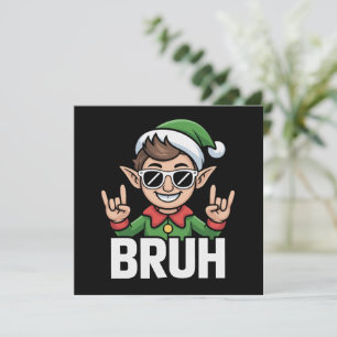 Cartão De Festividades Elfo do Rock n Roll Bruh Piada Engraçada Meme Nata