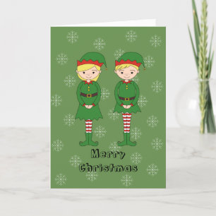 Cartão De Festividades Elfos ilusima Natal Flocos de Neve Verde