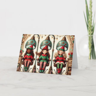 Cartão De Festividades Elfos personalizados de aquarela obtendo cabelo fe