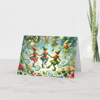 Cartão De Festividades Elfos Whimsic Dancing