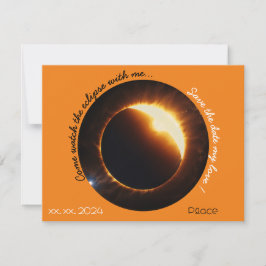 Cartão De Festividades Elipse solar - branco laranja preto realista