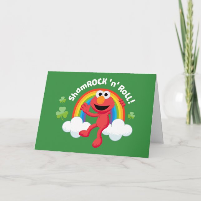Cartão De Festividades Elmo | Shamrock 'n' Roll Rainbow (Frente)