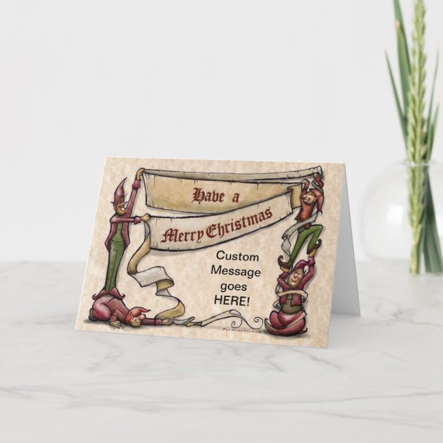 Cartão De Festividades Elves de Natal (Frente)