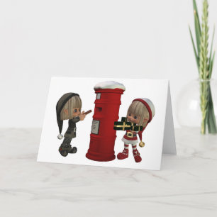 Cartão De Festividades Elves de Natal - Presentes Postados