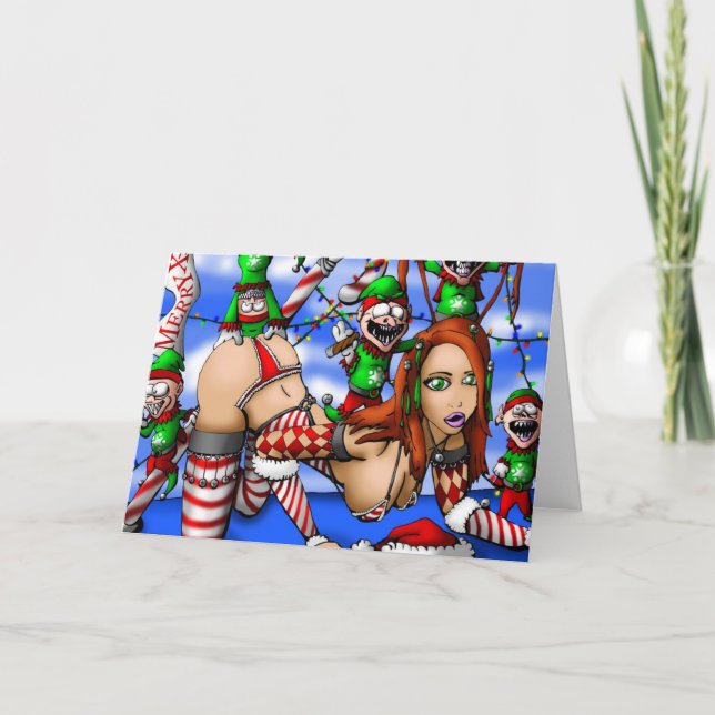 Cartão De Festividades Elves, elves, and More Elves (Frente)