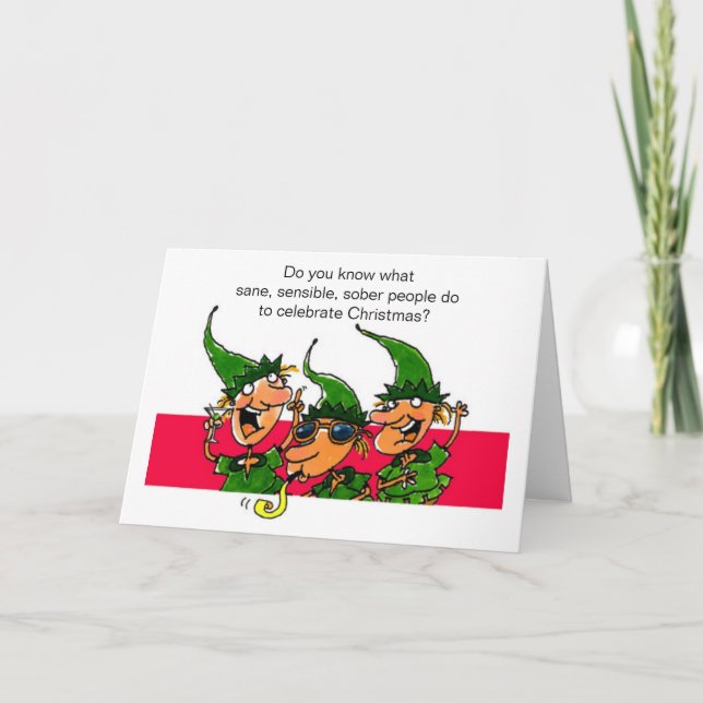 Cartão De Festividades Elves Humorous Christmas Card (Frente)