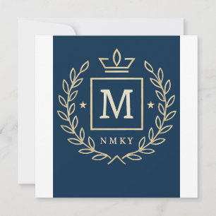 Cartão De Festividades "Emblema Real NMKY – Design de Crista com Monogram