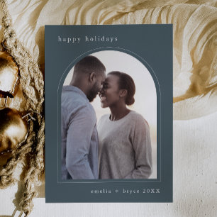 Cartão De Festividades EMELIA Azul Feliz Natal Foto de Família Fofo 