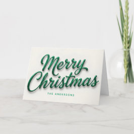 Cartão De Festividades Emerald Elegance Retro Script Merry Christmas