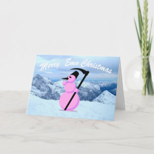 Cartão De Festividades EMO Snowman By A Cliff Greeting Card
