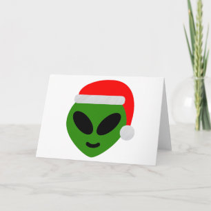 Cartão De Festividades emoji de alienígena papai noel verde