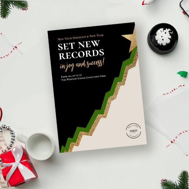Cartão De Festividades Empresa de consultoria de gráficos modernos no Nat (Set new records corporate holiday card.)
