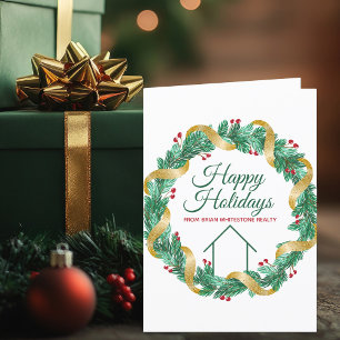Cartão De Festividades Empresa de Imóveis Natal Personalizado Dobrado