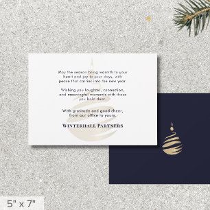 Cartão De Festividades Empresa de ornamento Dourado azul de Marinho moder