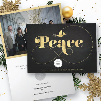 Cartão De Festividades Empresa De Tipografia De Na moda ouro E Paz De