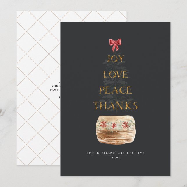 Cartão De Festividades Empresa de Tipografia Mínima Dourada Simples (Frente/Verso)