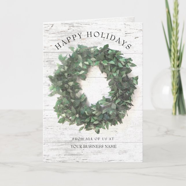Cartão De Festividades Empresa Rustic Greenery Wreath (Frente)