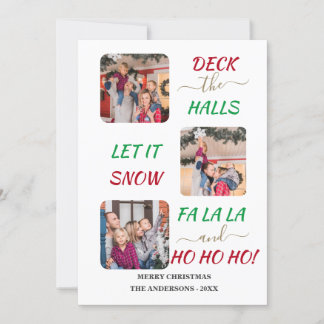Cartão De Festividades Encantador Diversão Colorido Três Fotos Natal