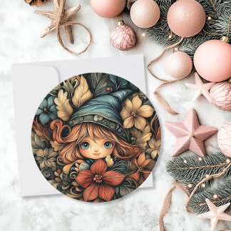 Cartão De Festividades Encantador Elf de Natal Personalizável Ronda