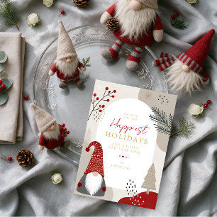 Cartão De Festividades Encantador Gnome Nórdico Arco de Natal TMF26