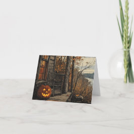 Cartão De Festividades Encantadora Casa de Campo Rústica de Halloween