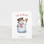 Cartão De Festividades Enchanted Christmas Snowman Holiday Greeting Card<br><div class="desc">Enchanted Christmas,  painted snowman,  "Let it Snow",  photo greeting card.</div>