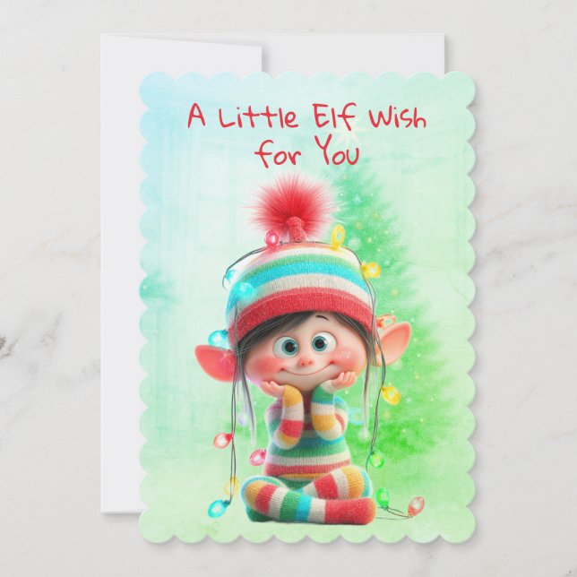 Cartão De Festividades Enchanted Elf | North Pole Christmas Magic (Frente)