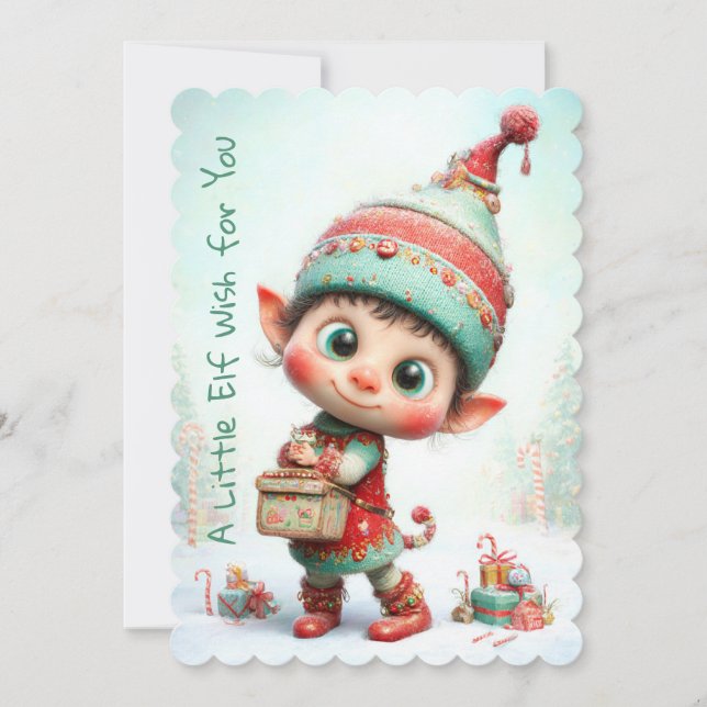 Cartão De Festividades Enchanted Elf | North Pole Christmas Magic (Frente)