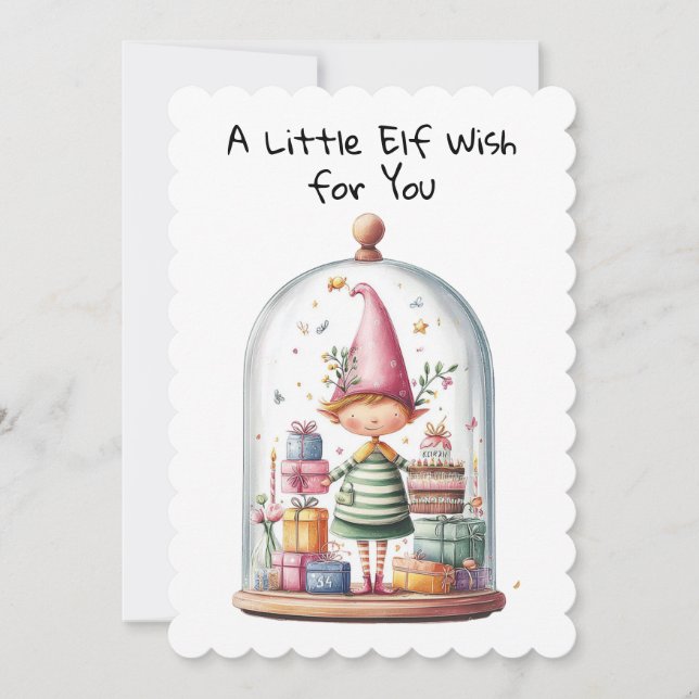 Cartão De Festividades Enchanted Elf | North Pole Christmas Magic (Frente)