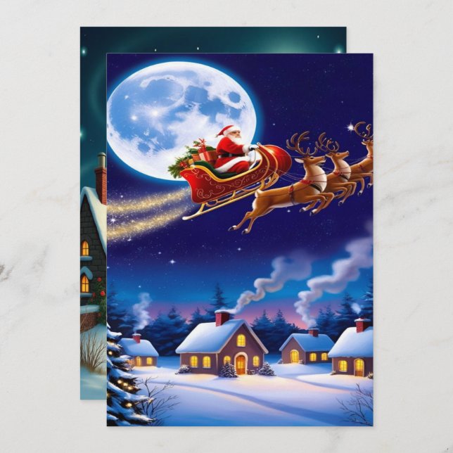 Cartão De Festividades Enchanting Christmas Winter Village Wallpaper 2025 (Frente/Verso)