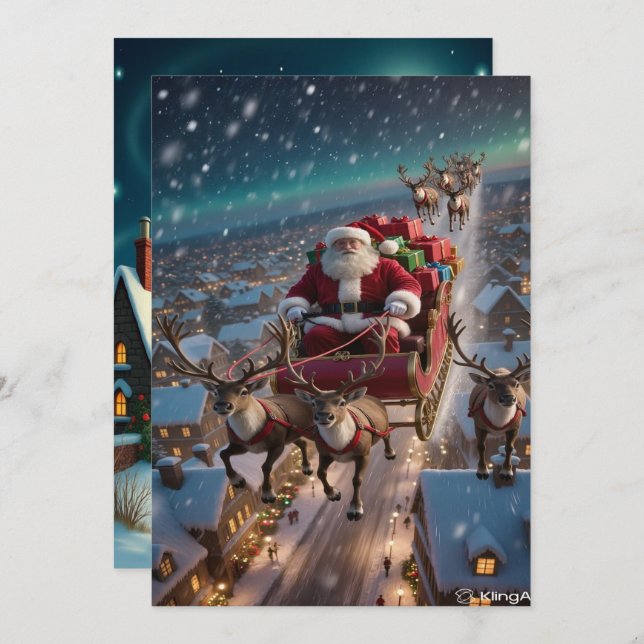 Cartão De Festividades Enchanting Christmas Winter Village Wallpaper 2025 (Frente/Verso)