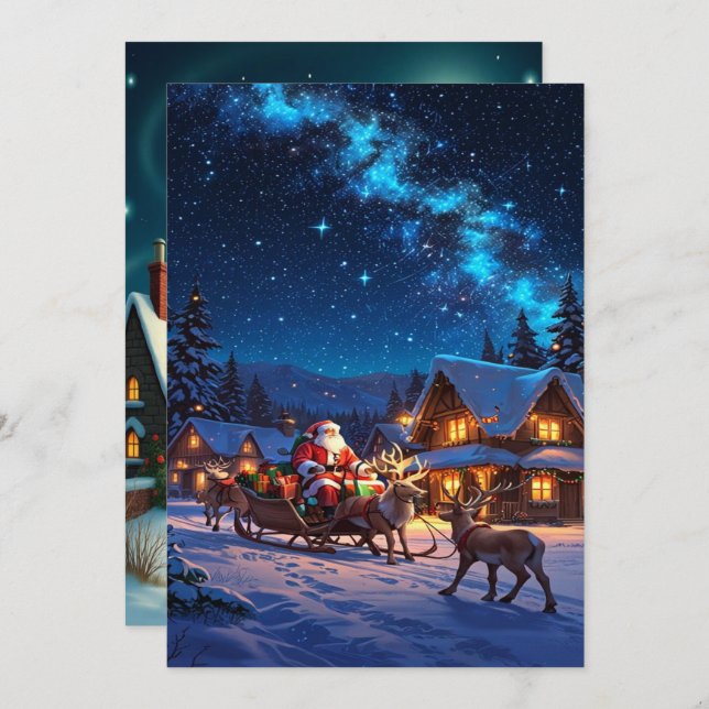 Cartão De Festividades Enchanting Christmas Winter Village Wallpaper 2025 (Frente/Verso)