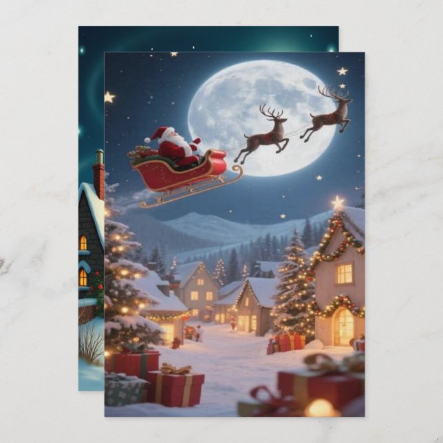 Cartão De Festividades Enchanting Christmas Winter Village Wallpaper 2025 (Frente/Verso)