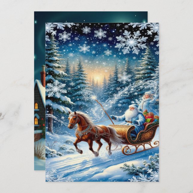 Cartão De Festividades Enchanting Christmas Winter Village Wallpaper 2025 (Frente/Verso)